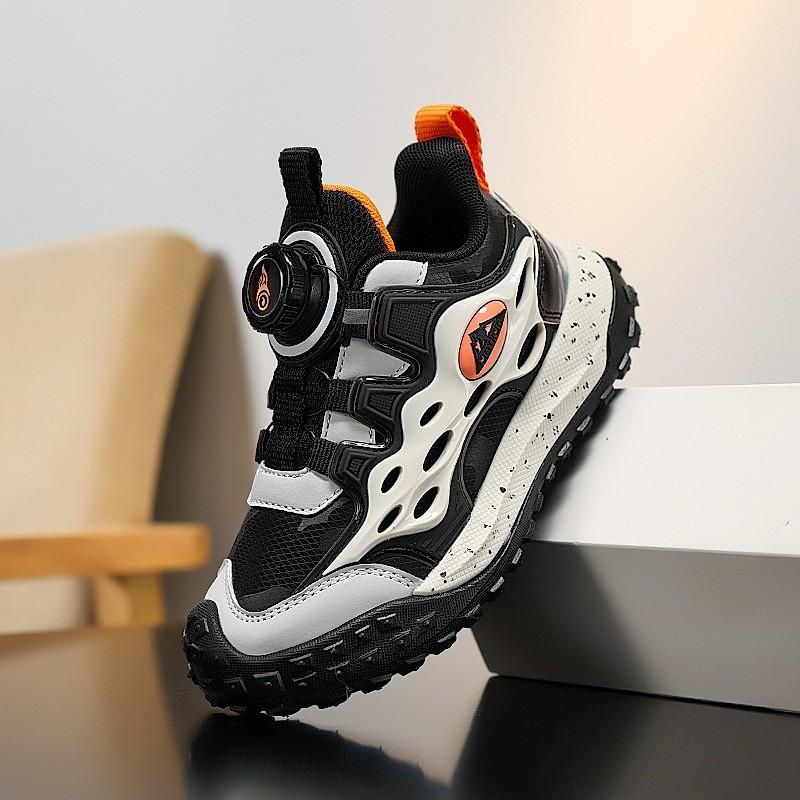 Boys Running Shoes Kids Rotating Buckle Sneakers Lightweight Shock Absorption Breathable Sports