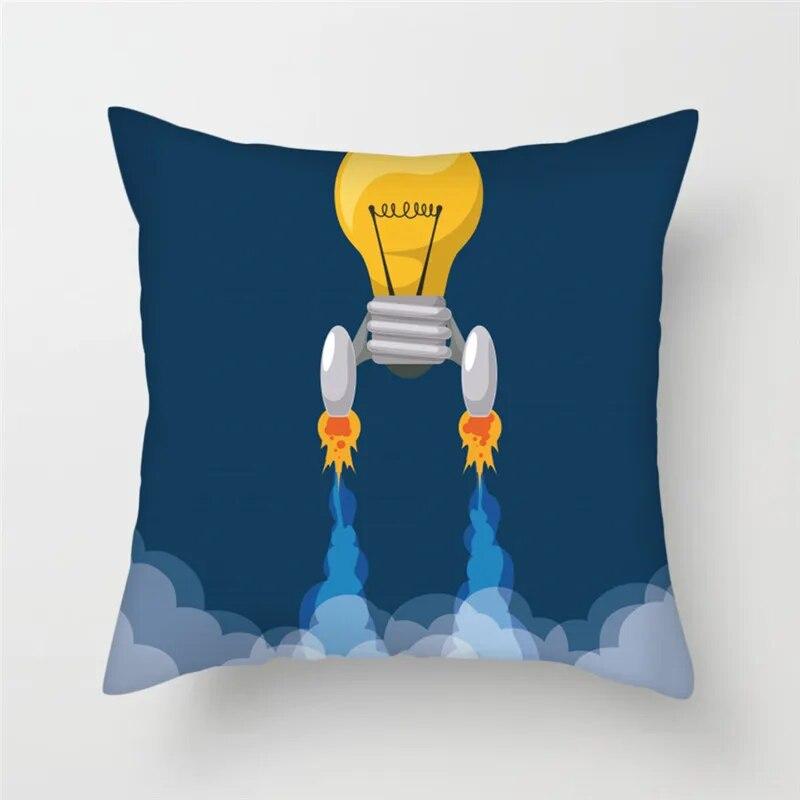 Cartoon Astronaut Rocket Spaceship Sofa Home Bedroom Decoration Pillowcase Kids Room  Space Theme Cushion Cover