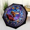 Cybernetic Moth Mandala pattern umbrella, portable and foldable design, 8 ribs, a casual accessory for Halloween, Christmas, and birthday gifts.