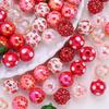20Pcs Mixed Red Round Strawberry Acrylic Beads Lightweight for DIY Bracelet Necklace Party Decor Craft Making Accessories