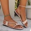 European and American Plus Size Slim Strap Flat Bottomed Square Toe Sandals