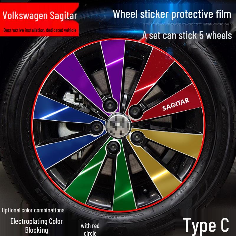 Volkswagen Sagitar Wheel Hub Stickers: Electroplating Color Change, Warning, Scratch Protection