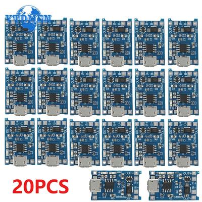 20 шт. Модуль зарядки литиевой батареи 18650 5 В 1 А, плата зарядки Micro USB с защитой, двойные функции, модуль питания Li-ion 1 А