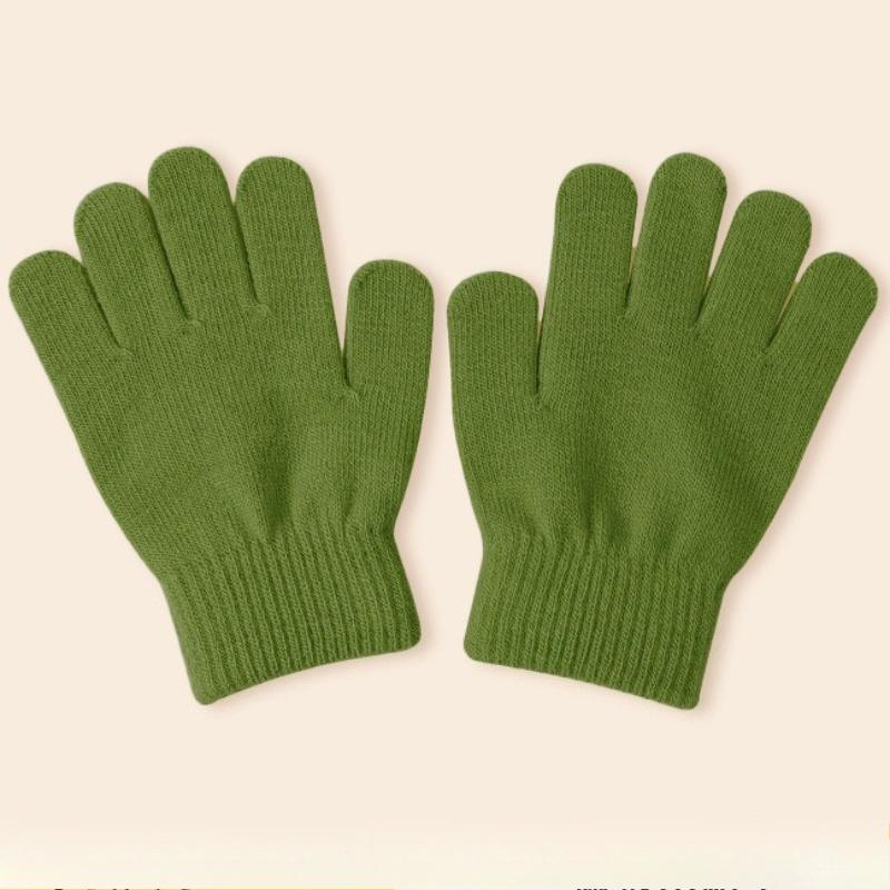 Kids Solid Color Knitted Gloves for 5-10years Students Winter Warmth Outdoor Cycling and Daily Cold Weather Wear Mittens