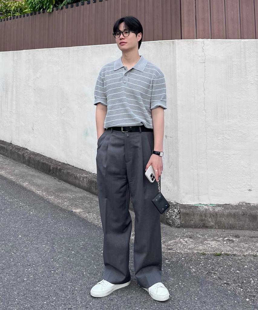 MINDBRIDGE [On][Set][Select Stripe Or Basic] Linen-Like Collared Short Sleeve Knit - 8 Colors (Type A)
