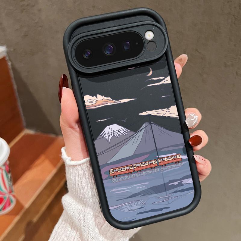Матовый противоударный чехол для телефона с рисунком мультяшных гор для Google Pixel 9 Pro XL 8 Pro 8A, защита объектива, мягкий бампер из ТПУ