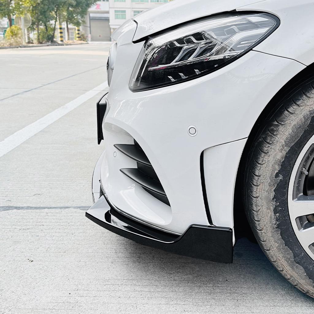 Car Front Bumper Lip Spoiler For Mercedes-Benz W205 C205 S205 C43 C180 C200 C300 2019-2021 AMG-Line Bumper Splitter Lip Bodykit