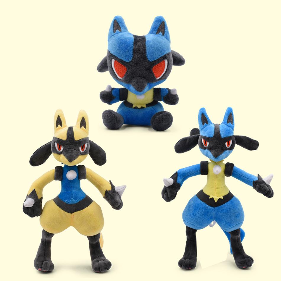 Shiny Mega Lucario Plush Toy - Standing Pose Anime Stuffed Animal, Riolu Evolved Form Soft Kawaii Collectible Doll Gift for Kids