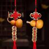 Brass Dragon Head Gourd with Five Emperors Coins - Hanging Ornament