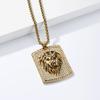European and American Popular Hip Hop Style Full Diamond Lion Head Titanium Steel Necklace Men's Trend Hiphop Pendant