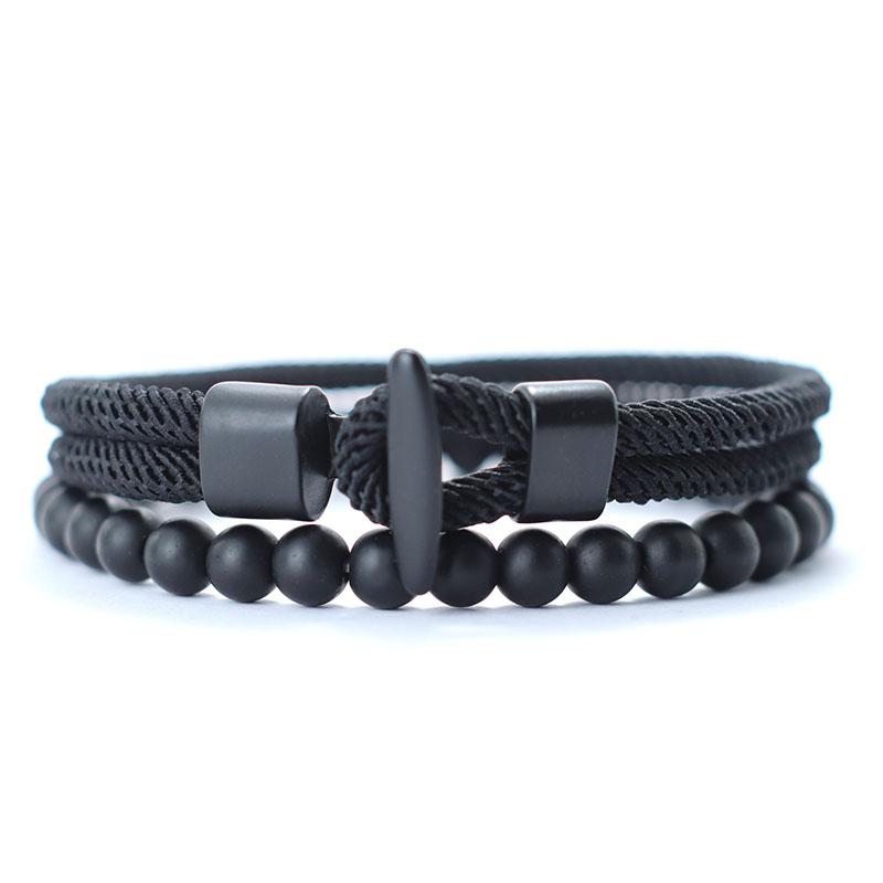 2 шт./компл. натуральный 6 мм оникс камень мужской браслет простой миланский канат бусины модный браслет комплект мужчины женщины пара латунные украшения
