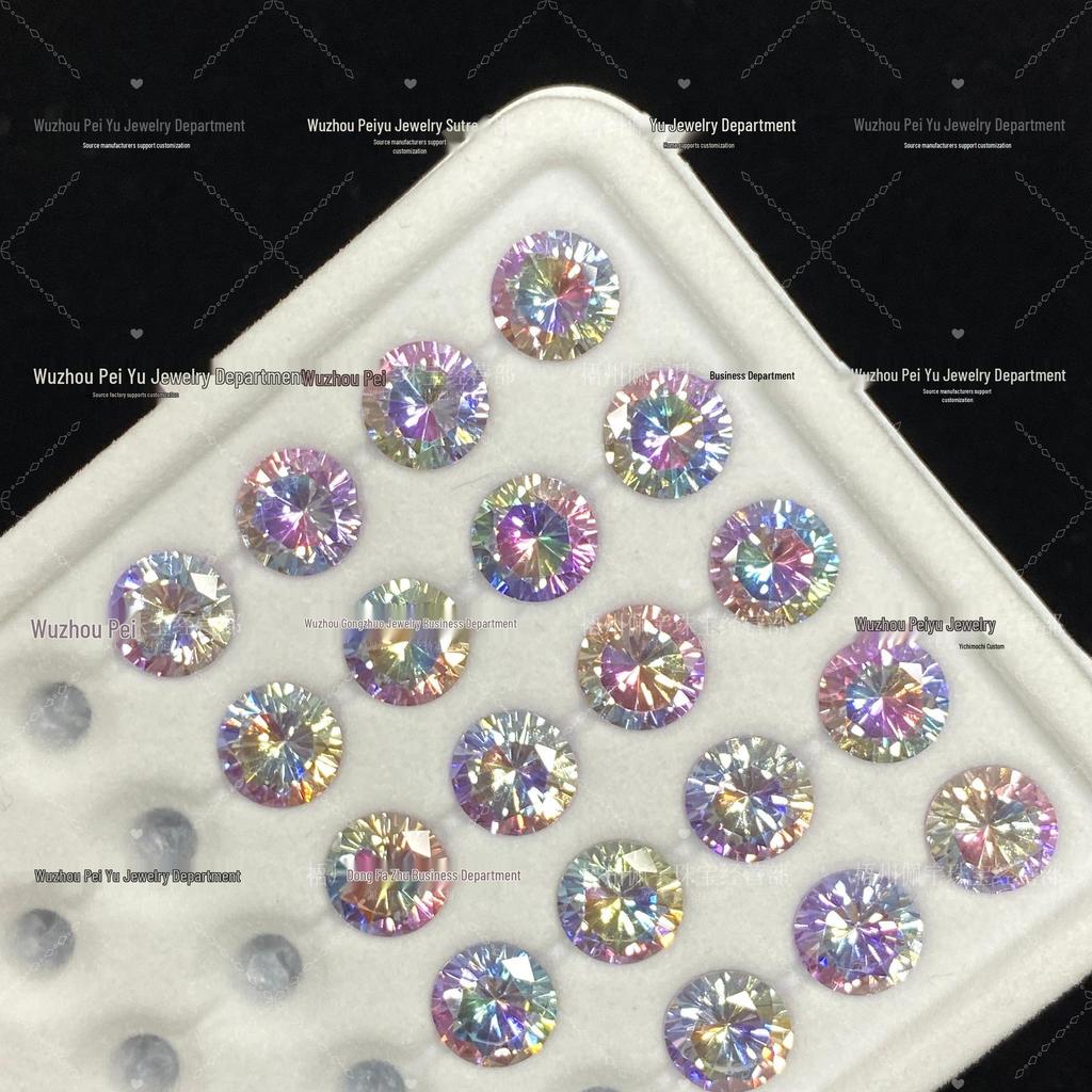 Серьги-гвоздики с круглым градиентным цирконом 6/8 мм: Блестящие украшения для DIY-маникюра с дизайном «Восемь сердец и стрел»