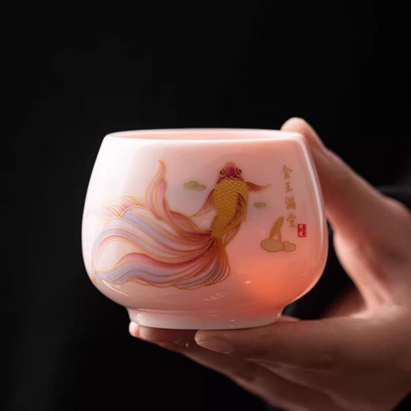 Original Pink Clay Ceramic Tea Cup Personal Master Gongfu Tea Ware Single Bowl for Home Use Handmade Chinese Gift