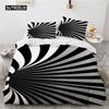 Duvet Cover Psychedelic Spiral Swirl Quilt Cover Abstract Art Black White Geometric Checkered Bedding Set for Bedroom Decoration