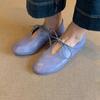 Yueyu универсальные ретро туфли на плоской подошве из мягкой кожи, два способа носки, маленькие кожаные туфли женские, ранняя весна, новые, на шнуровке, с полым круглым носком, син