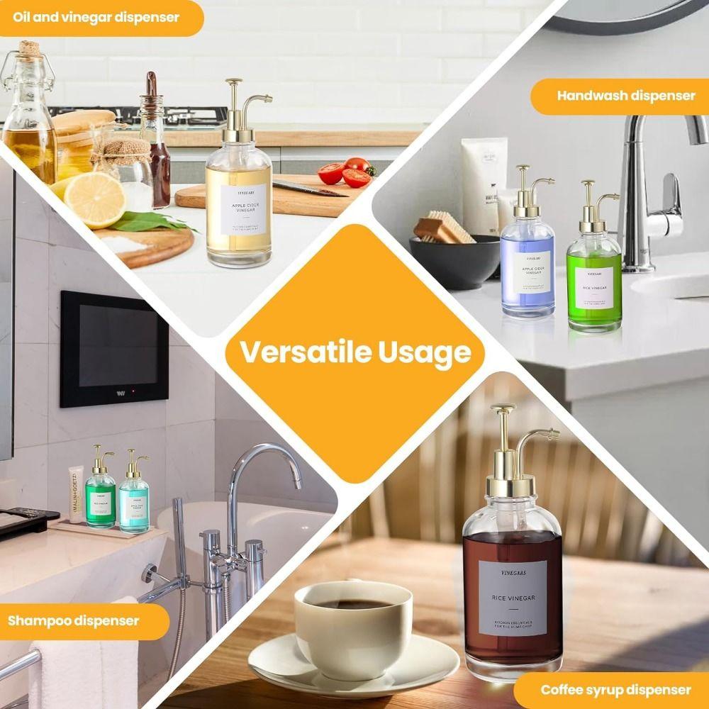 Upgraded Pump 16 Oz Coffee Syrup Dispenser Clear Glass Hand Soap Dispenser  Maple