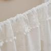 Штора для кухни из кружева Nordic White с акцентами из шерстяных шариков – короткая декоративная штора для дверей, эркерных окон и шкафов