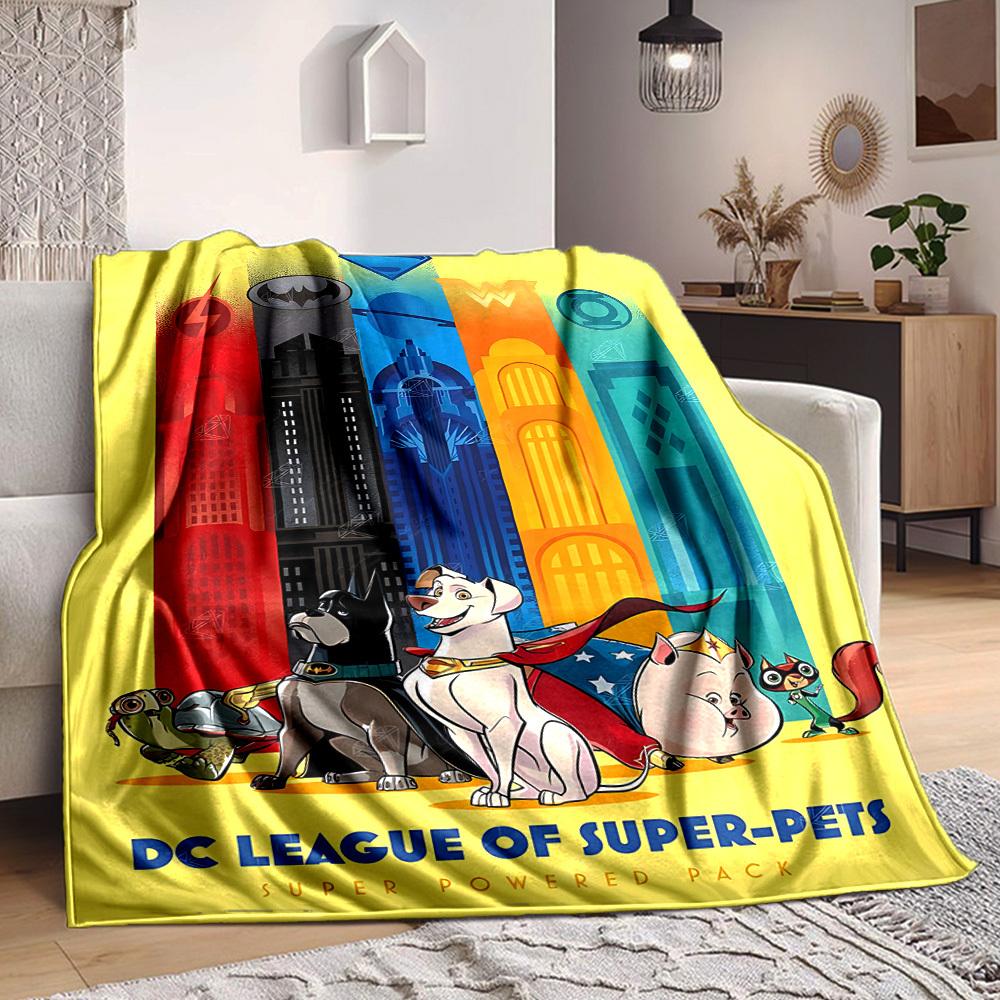 1pc Super Pets Heroes Flannel Throw Blanket Lightweight Soft Warm All Season Blanket for Sofa, Bed, Travel,L1028082