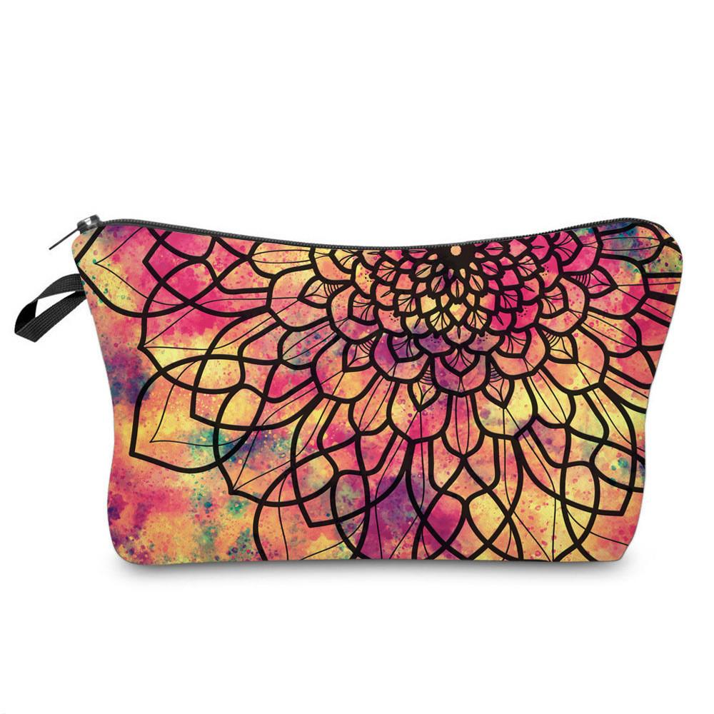 Bag Makeup Mandala Printed Multi Functional Portable Travel Storage Pouch Wash