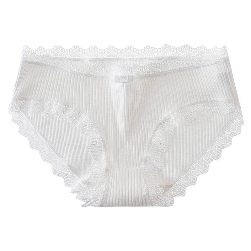 4 PCS Solid Color Women's Panties Lace Threaded Underwear Female Mid-Waist Soft Comfortable Lingerie Girl Lingerie Sexy Woman Clothes