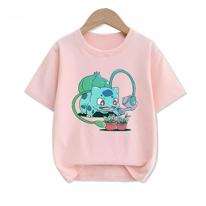 Potdemiels New Summer Tshirt with Pikachu Print 100 Cotton Suitable for Both Boys and Girls and Highly Breathable
