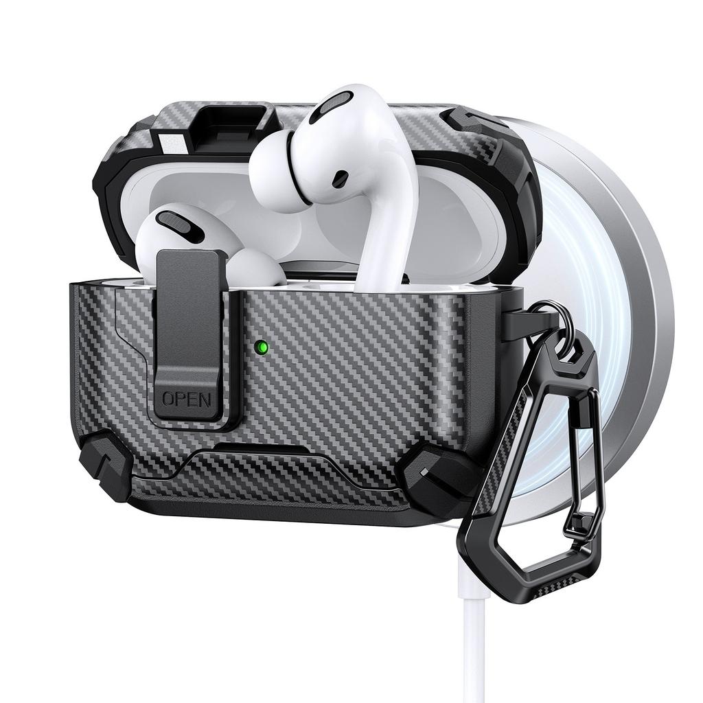 Противоударный чехол с надежной блокировкой и зажимом для AirPods Pro 2 и AirPods 4, с держателем для телефона, совместим с чехлом для AirPods Pro 2.