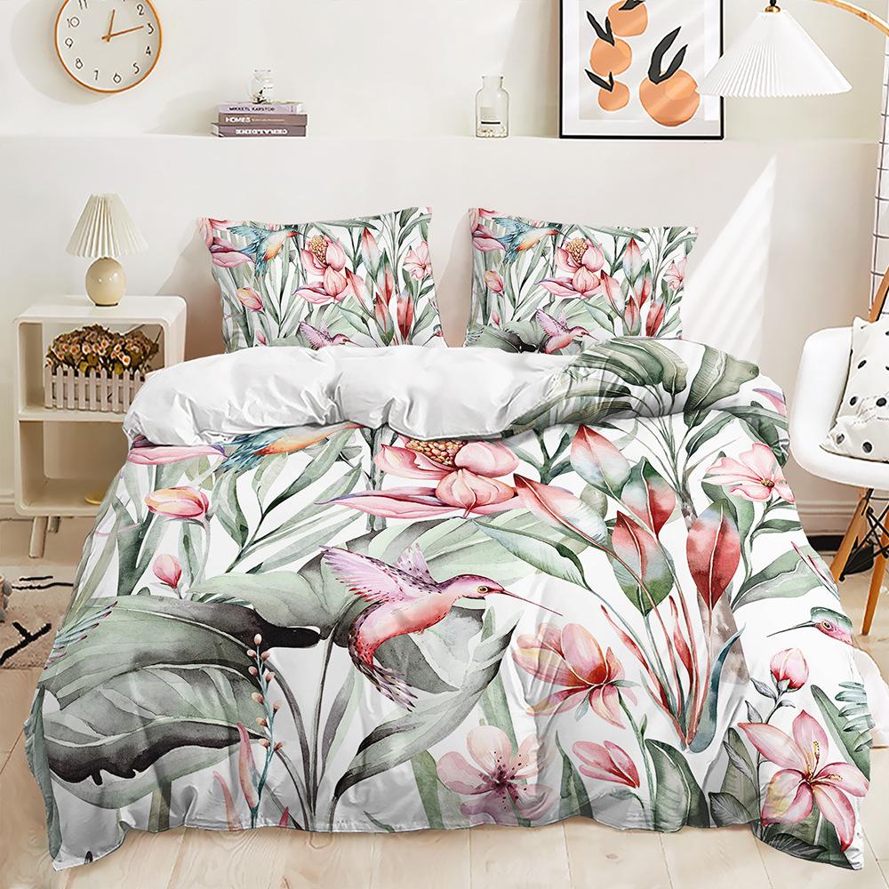 Домашнее постельное белье с 3D рисунком фламинго, комплект постельного белья с животным пухом, комплект постельного белья для спальни, односпальная/двуспальная кровать, полноразмерный комплект постельного белья