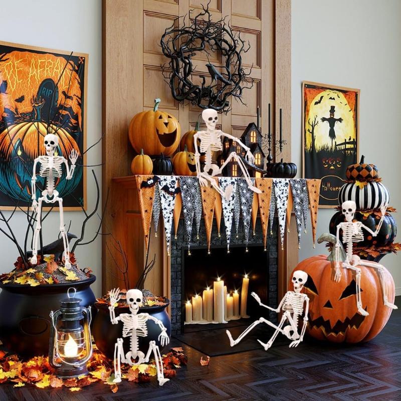 40CM Movable Joint Skeleton Prop – Halloween Hanging Decoration for Haunted House & Escape Room