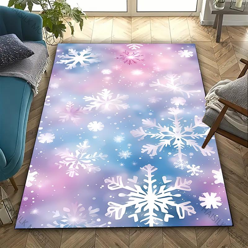 3D HD Printing Snowflake Printed Carpet,Rug for Living Room Bedroom, Office Large Areas,Durable Machine Washable Mat Nice Gifts