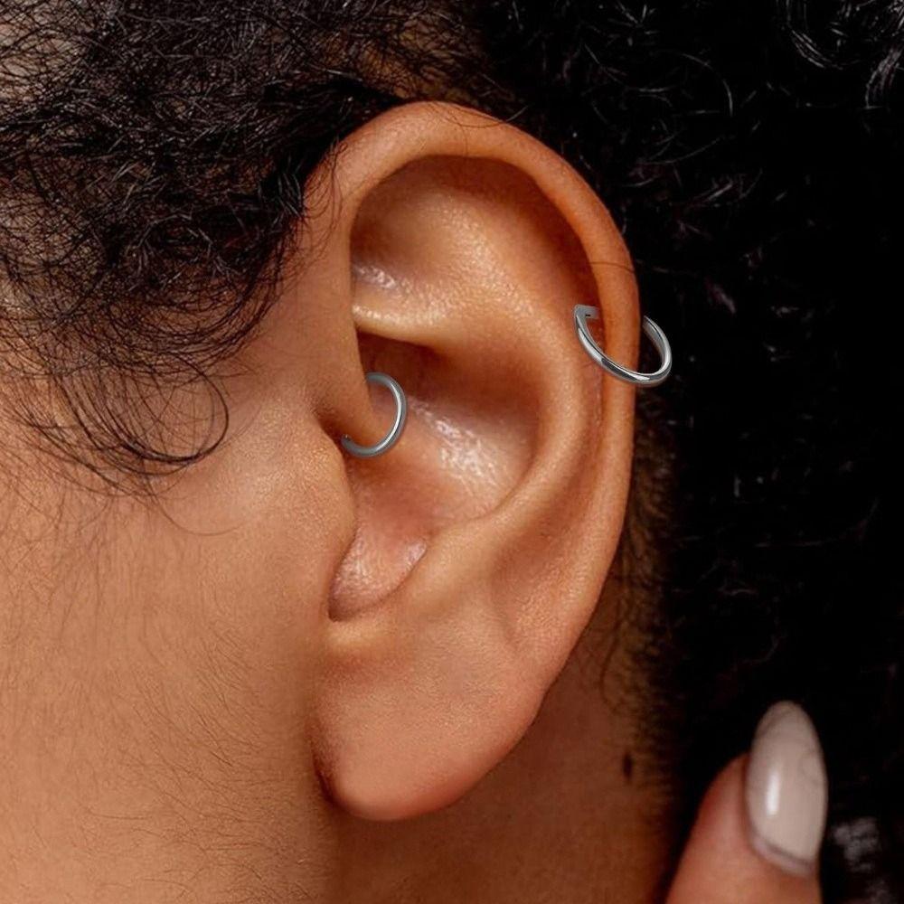 CZ 16G Septum Ring D Shape Body Piercing Jewelry Nose Ring Hoop Conch Helix Piercing