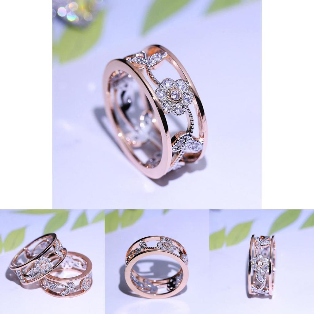 Elegant Women Classics Fashion Flower Plating Zircon Wedding Ring For Timeless Beauty