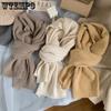 Winter Scarf Knitted Thickened Solid Color Elastic Windproof Stay Warm Anti-shrink Lady School Outdoor Scarf