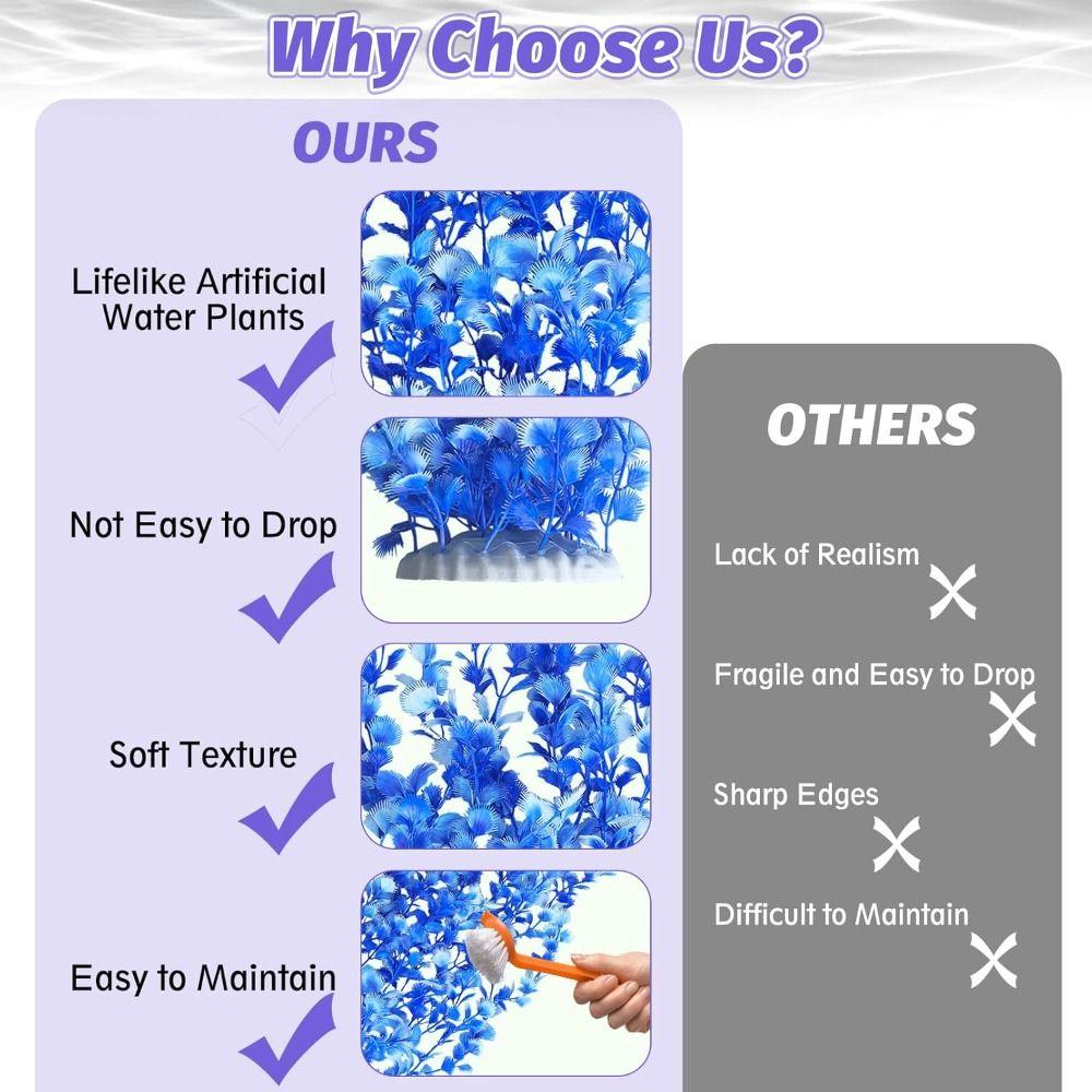 2 шт. Очень большие искусственные растения для аквариума, высокие украшения для аквариума, декор для аквариума