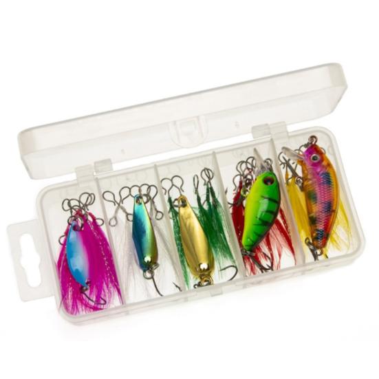 20Pcs/Set Fishing Lure Kit with Artificial Hard Bait Metal Spinner Blade Colorful Feather Freshwater Saltwater Fishing Accessories