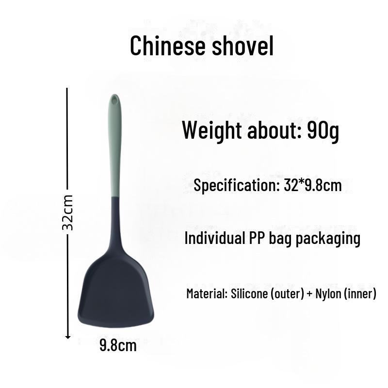 Силиконовая лопатка, устойчивая к высоким температурам, для приготовления и жарки - кухонная утварь с антипригарным покрытием