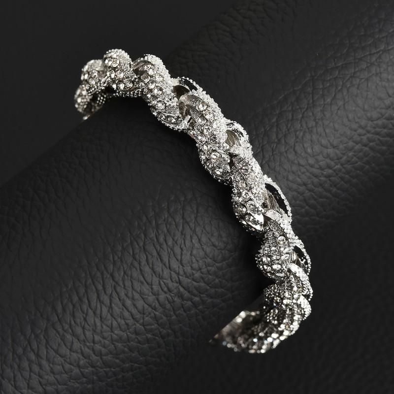 Hip Hop Mens Necklace 10mm Alloy CZ Thick Twisted Cuban Chain Fashion Statement Jewelry