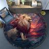 Lion Artwork Round Area Rug,Carpet Rug for Living Room Bedroom Sofa Playroom Decor,Non-slip Floor Mat