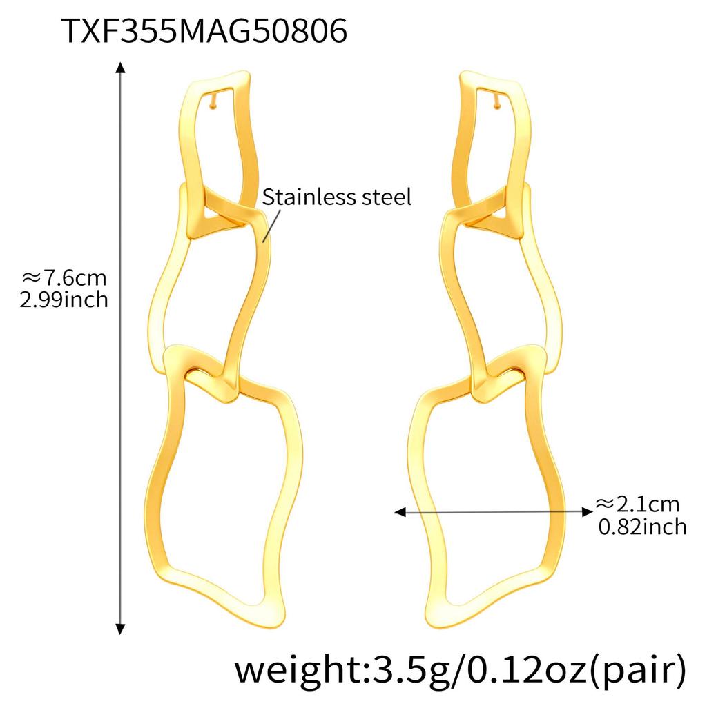 Oumika Позолоченный 18К Необычный Ювелирный Набор: Серьги, браслет и ожерелье из нержавеющей стали