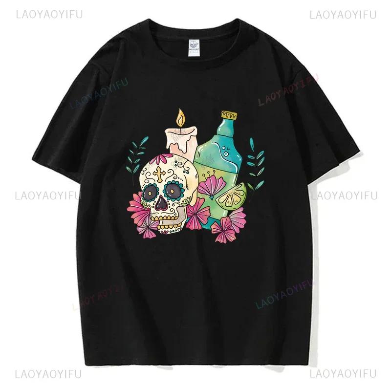 Мексиканский День мёртвых ''DÍA DE LOS MUERTOS'' Футболка с принтом Мужская графическая футболка Повседневные удобные футболки на лето Женская одежда