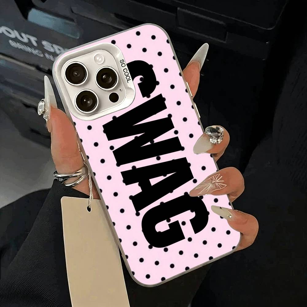 Clmj -- Леопардовый принт - SWAG Чехол для телефона Для iPhone 17,16,15,14,13,12,11 Plus,Pro Max,XS,белый серебристый чехол для телефона