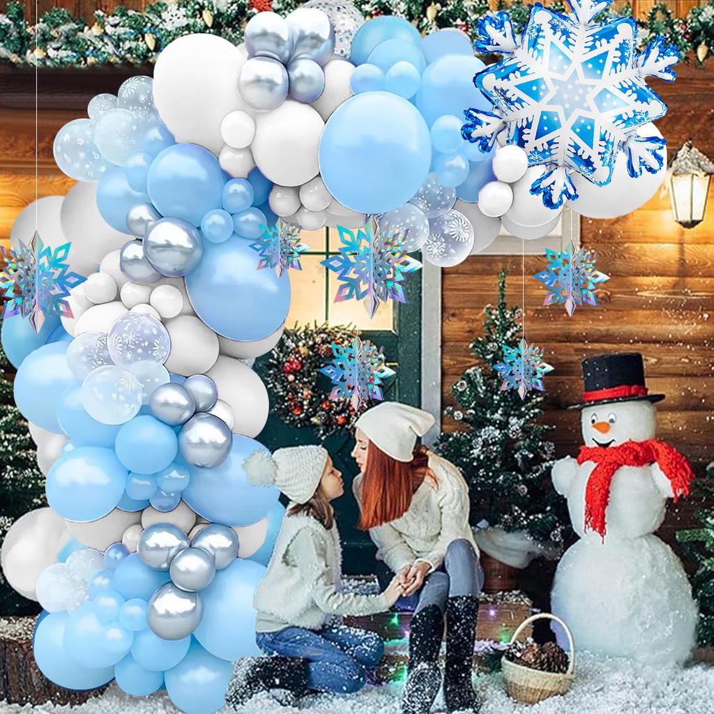 107 шт. комплект для гирлянды из воздушных шаров «Холодное сердце», воздушные шары «Снежинки», разноцветные украшения в виде снежинок, рождественская вечеринка, праздничная вечеринка