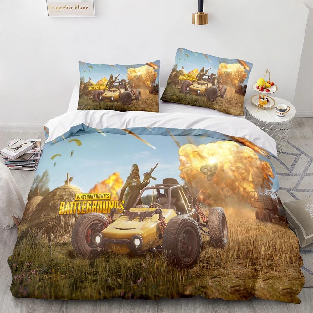 PUBG Постельное белье Односпальное Двуспальное Full Quen King-Size Размеры Размеры Игровое PUBG Комплект постельного белья Взрослый Детская Спальня Пододеяльник Комплекты 3D Печать Мужчины Женщины
