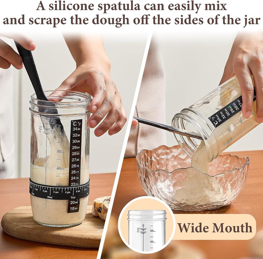 2pc Gl Sourdough Starter Jar 24 oz Organic Sourdough Starter Kit Bread Baking Supplies