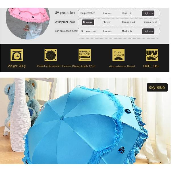 Солнцезащитный кружевной зонтик от дождя, женский солнцезащитный крем, корейский тройной складной зонт, УФ-прозрачный ветрозащитный зонт принцессы, украшение, омбрелло, подарок