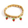 Watermelon Fruit Pendant Bangle Crystal Stainless Steel Bracelet  Vacation