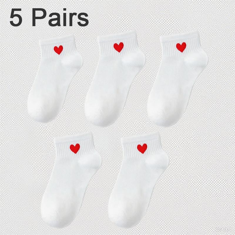 Прекрасные хлопковые носки с сердечками Женские летние модные черные белые спортивные короткие носки для девочек Милый стиль Низкие носки-лодочки