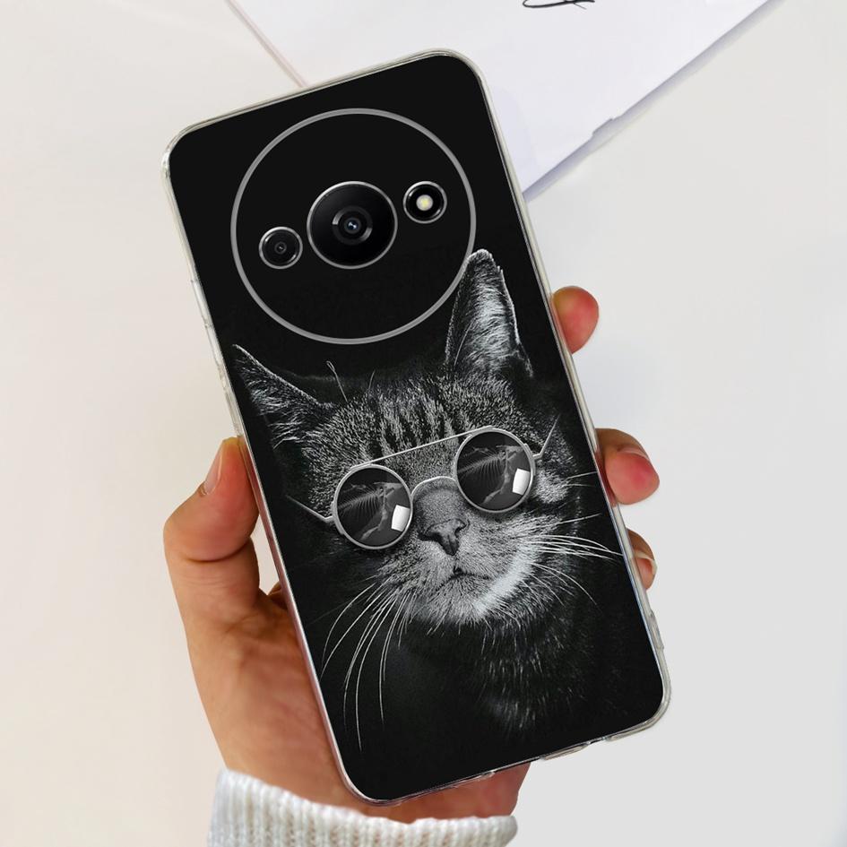 For Funda Xiaomi Redmi A3 Case 2024 Fashion Flower Transparent Silicone Soft TPU Phone Case For Xiomi Redmi A3 RedmiA3 4G Covers