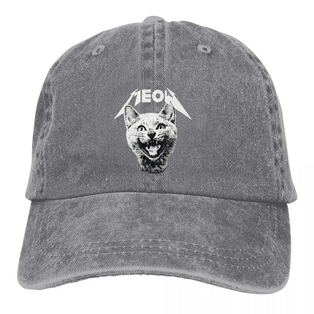 Стираная мужская бейсболка Meow Trucker Snapback Ковбойские кепки Dad Hat Heavy Mental Cat Meme Кепки для гольфа