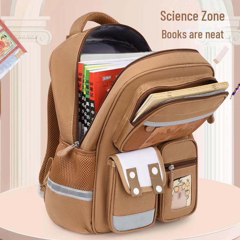 Рюкзак большой вместимости с капибарой для 1-6 классов - Милый и грязеотталкивающий дизайн для мальчиков и девочек