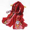 Retro Nepalese Style Ethnic Style Cotton and Linen Embroidered Scarf for Women's Literary Spring  Autumn and Winter Shawl Embroidered Flowers